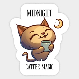 Midnight Catfee Magic | Cat, Moon and a Cup Sticker